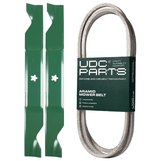UDC Parts Mower Kit / Belt 405143 + 2 Pack Blades 405380 / Fits Jonsered LT2223A2 LT2320A2 YT46 Bulk Lawn Mower Blades - UDC Parts Mower Kit / Belt 405143 + 2 Pack Blades 405380 / Fits Jonsered LT2223A2 LT2320A2 YT46