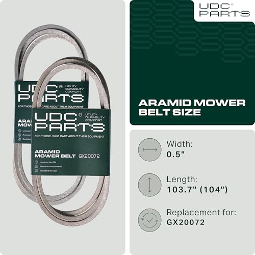 GX20072, UC32283 Mower Deck Belt Replacement for John Deere D130, D105, L100 & More | 42-in Deck | Aramid Cord Mower Belts - GX20072, UC32283 Mower Deck Belt Replacement for John Deere D130, D105, L100 & More | 42-in Deck | Aramid Cord