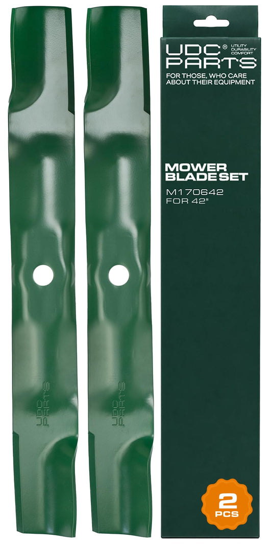 Aftermarket John Deere Mower Parts - M170642 Mower Blades Replacement for John Deere 42 Inch UC22008 S220 Z315E Z320M Z320R Z335E Z335M Z345M Z345R / 2 Pack Mulching