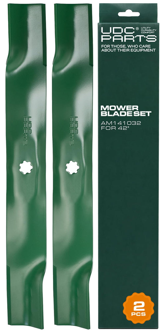 Aftermarket John Deere Mower Parts - AM137327 Side Discharge Mower Blades Replacement for John Deere 42 Inch M154061 AM141032 EZtrak Z235 Z225 / 2 Pack High lift