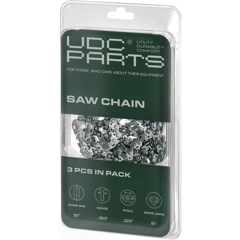 UDC Parts 20-Inch Chainsaw Chain / L81 /.063 Gauge 81 Drive Links .325 Pitch/Compatible with Stihl Chainsaw - 3 Pack Husqvarna Aftermarket Parts -  UDC Parts 20-Inch Chainsaw Chain / L81 /.063 Gauge 81 Drive Links .325 Pitch/Compatible with Stihl Chainsaw - 3 Pack