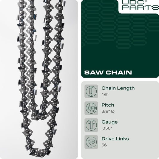 16-Inch Chainsaw Chain / S55 / .050 Gauge 55 Drive Links 3/8 Pitch/Low-Vibration and Low-Kickback/Fits Stihl McCulloch Wagner Husqvarna - 1-Pack Chainsaw Chain - 16-Inch Chainsaw Chain / S55 / .050 Gauge 55 Drive Links 3/8 Pitch/Low-Vibration and Low-Kickback/Fits Stihl McCulloch Wagner Husqvarna - 1-Pack