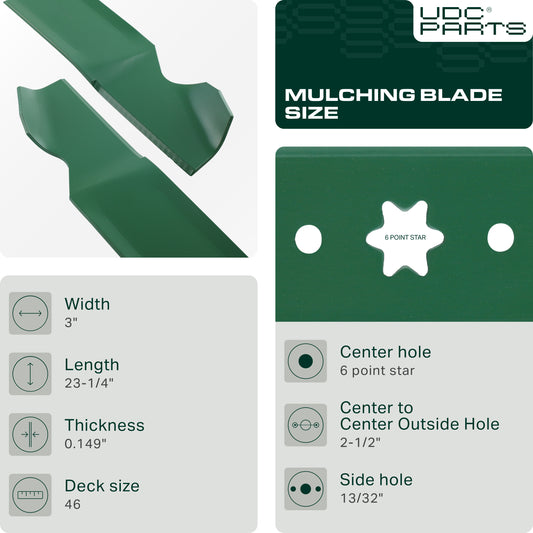 UDC Parts 942-04244A Mulching Mower Blades 6 Point Star for Cub Cadet 46 Inch XT1 LT46 LTX 1045 LTX1046 RZT-L46 XT2 942-04290 942-04290A Craftsman T140 T240 942-04244 Troy Bilt MTD 742-04290 / 2 Pack Craftsman Aftermarket Parts -  UDC Parts 942-04244A Mulching Mower Blades 6 Point Star for Cub Cadet 46 Inch XT1 LT46 LTX 1045 LTX1046 RZT-L46 XT2 942-04290 942-04290A Craftsman T140 T240 942-04244 Troy Bilt MTD 742-04290 / 2 Pack