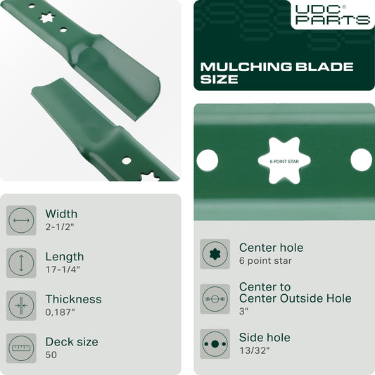 UDC Parts 942-05052A Mower Blades 6 Point Star for Cub Cadet 50 Inch XT1 LT50 RZT50 GT50 XT2 Ultima ZT1 ZT2 L50 LX50 S50 Troy Bilt Mustang XP Craftsman Z550 T260 742-05052A/Medium Lift Mulching 3 Pack Troy-Bilt Aftermarket Parts -  UDC Parts 942-05052A Mower Blades 6 Point Star for Cub Cadet 50 Inch XT1 LT50 RZT50 GT50 XT2 Ultima ZT1 ZT2 L50 LX50 S50 Troy Bilt Mustang XP Craftsman Z550 T260 742-05052A/Medium Lift Mulching 3 Pack