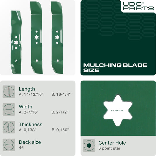 UDC Parts Mulching Blades for Cub Cadet 46 Inch 942-0611A LT1045 LT1046 / Fits MTD Troy Bilt Toro Replaces OEM no. 742-0611A 742-04125 742-0611 742-0644 742-0644-0637 942-04125 / 3 Pack OEM–Equivalent Huskee Mower Blades -  UDC Parts Mulching Blades for Cub Cadet 46 Inch 942-0611A LT1045 LT1046 / Fits MTD Troy Bilt Toro Replaces OEM no. 742-0611A 742-04125 742-0611 742-0644 742-0644-0637 942-04125 / 3 Pack