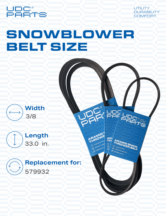 UDC Parts Snow Thrower Auger Belt 579932 / Aramid Cord / 33.00 inches / for Craftsman Murray MTD Snapper 1733324SM 579932MA MT579932MA Ariens 07204200 72042 Murray Aftermarket Parts -  UDC Parts Snow Thrower Auger Belt 579932 / Aramid Cord / 33.00 inches / for Craftsman Murray MTD Snapper 1733324SM 579932MA MT579932MA Ariens 07204200 72042