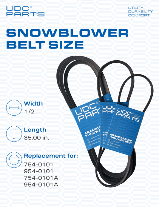 UDC Parts Snow Blower Belt 35.00 inches/Fits MTD Murray Craftsman 754-0101A 754-0101 954-0101A 954-0101 Other/Aramid Cord/Belt for Snow Thrower Murray Aftermarket Parts -  UDC Parts Snow Blower Belt 35.00 inches/Fits MTD Murray Craftsman 754-0101A 754-0101 954-0101A 954-0101 Other/Aramid Cord/Belt for Snow Thrower