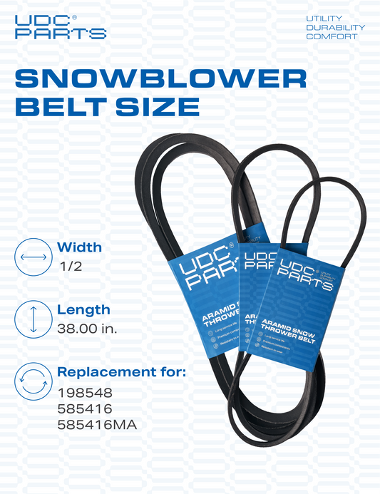 UDC Parts Snow Blower Belt 38.00 inches/Aramid Cord/Fits 585416 585416MA, MTD 754-0275 954-0275 954-0282 Other/Belt for Snow Thrower Murray Aftermarket Parts -  UDC Parts Snow Blower Belt 38.00 inches/Aramid Cord/Fits 585416 585416MA, MTD 754-0275 954-0275 954-0282 Other/Belt for Snow Thrower
