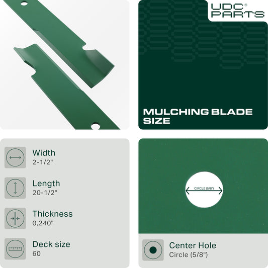 OEM–Equivalent Exmark Mower Blades -  UDC Parts 038-2007-00 Mulching Blades 60 Inch / 3 Pack/ Fits Bad Boy, Exmark, Toro, Dixie Chopper Replaces OEM no. 038-6050-00 038-6002-00 30227-60 30227-60V