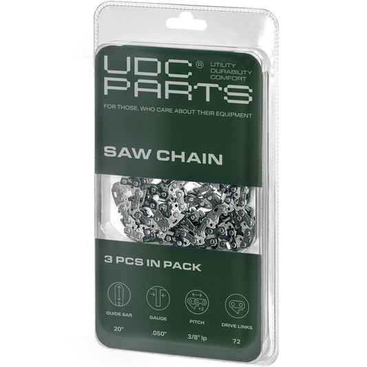 UDC Parts 3-Pack / 20-Inch Chainsaw Chain / .050 Gauge 72 Drive Links 3/8 Pitch/Low-Vibration and Low-Kickback/Fits Stihl Husqvarna Makita Poulan