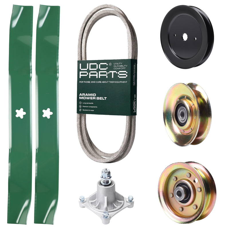 Products -  UDC Parts Mower Kit / Belt 140294 + Pulley 127783 + Pulley 129861 + Pulley 173437 + Spindle 532174356 + 2 Pack Blades 134149 / Fits Jonsered LT2122A2