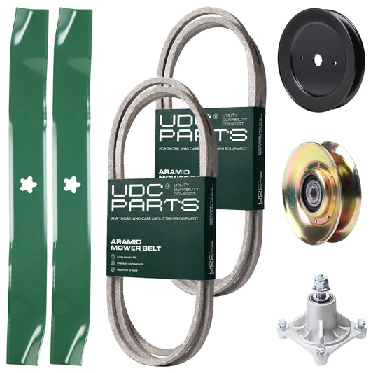 Wholesale Lawn Mower Parts -  UDC Parts Mower Kit / Belt 140294 + Belt 174883 + Pulley 127783 + Pulley 129861 + Spindle 532174356 + 2 Pack Blades 134149 / Fits Husqvarna LTH1542