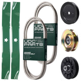 Bulk Lawn Mower Pulleys -  UDC Parts Mower Kit / Belt 532194346 + Belt 138255 + Belt 197253 + Pulley 127783 + Pulley 129861 + Pulley 532194326 + 2 Pack Blades 134149 / Fits Husqvarna LT152