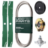  UDC Parts Mower Kit / Belt 144959 + Pulley 127783 + Pulley 129861 + Spindle 532174356 + 2 Pack Blades 134149 / Fits Husqvarna LTH1542 YTH130