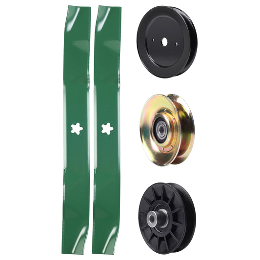 test -  UDC Parts Mower Kit / Pulley 127783 + Pulley 129861 + Pulley 532194326 + 2 Pack Blades 134149 / Fits Husqvarna LT152