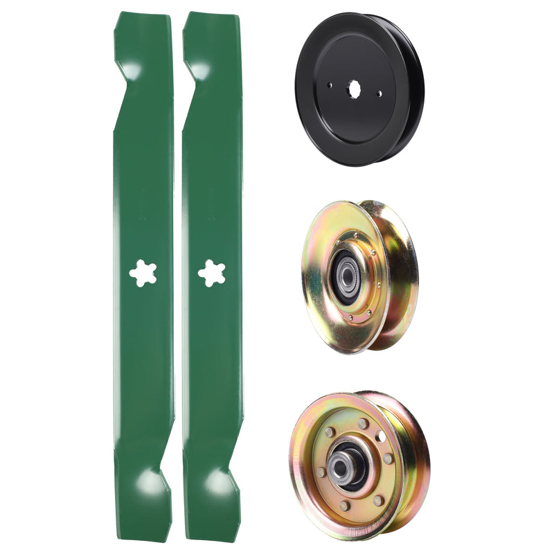  UDC Parts Mower Kit / Pulley 127783 + Pulley 129861 + Pulley 173437 + 2 Pack Blades 138497 / Fits Poulan PXT12538