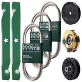 Bulk Lawn Mower Pulleys -  UDC Parts Mower Kit / Belt 532194346 + Belt 138255 + Belt 197253 + Pulley 127783 + Pulley 129861 + Pulley 532194326 + 2 Pack Blades 138497 / Fits Husqvarna LT152