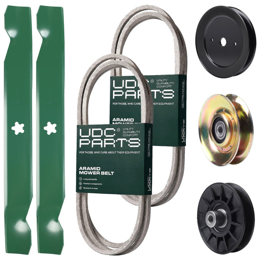 Products -  UDC Parts Mower Kit / Belt 138255 + Belt 197253 + Pulley 127783 + Pulley 129861 + Pulley 532194326 + 2 Pack Blades 138497 / Fits Husqvarna LT152