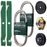 Products -  UDC Parts Mower Kit / Belt 532194346 + Belt 197253 + Pulley 127783 + Pulley 129861 + Pulley 532194326 + 2 Pack Blades 138497 / Fits Husqvarna LT152