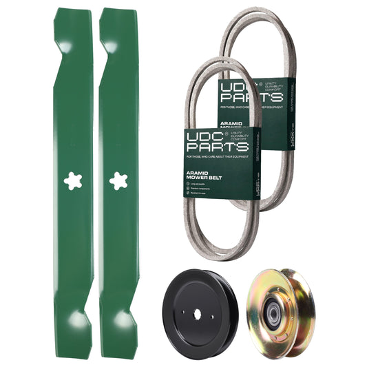 Products -  UDC Parts Mower Kit / Belt 138255 + Belt 144200 + Pulley 127783 + Pulley 129861 + 2 Pack Blades 138497 / Fits Husqvarna LT125