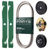 Products -  UDC Parts Mower Kit / Belt 532194346 + Pulley 127783 + Pulley 129861 + Pulley 532194326 + 2 Pack Blades 138497 / Fits Husqvarna LT152