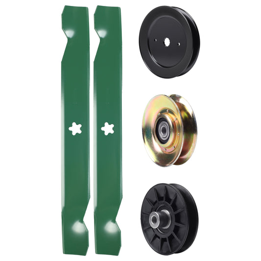 test -  UDC Parts Mower Kit / Pulley 127783 + Pulley 129861 + Pulley 532194326 + 2 Pack Blades 138497 / Fits Husqvarna LT152