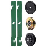  UDC Parts Mower Kit / Pulley 127783 + Pulley 129861 + Pulley 532194326 + 2 Pack Blades 138497 / Fits Husqvarna LT152