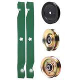  UDC Parts Mower Kit / Pulley 127783 + Pulley 129861 + Pulley 173437 + 2 Pack Blades 138971 / Fits Jonsered LT13 LT15 LT15A LT16 LT16A LT17A LT18A LT2115 LT2115A LT2116A LT2117A LT2118A LT2118A2