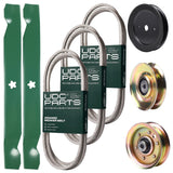 Bulk Lawn Mower Pulleys -  UDC Parts Mower Kit / Belt 140294 + Belt 174368 + Belt 180808 + Pulley 127783 + Pulley 129861 + Pulley 173437 + 2 Pack Blades 138971 / Fits Jonsered LT2122A2