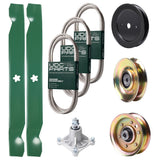Bulk Lawn Mower Pulleys -  UDC Parts Mower Kit / Belt 140294 + Belt 174368 + Belt 180808 + Pulley 127783 + Pulley 129861 + Pulley 173437 + Spindle 532174356 + 2 Pack Blades 138971 / Fits Jonsered LT2122A2