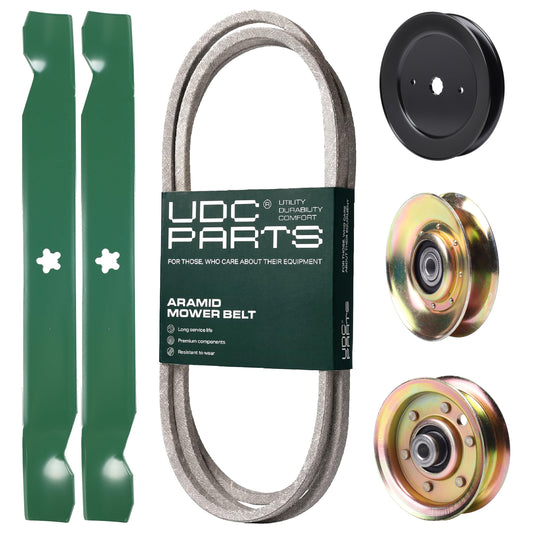 Products -  UDC Parts Mower Kit / Belt 174368 + Pulley 127783 + Pulley 129861 + Pulley 173437 + 2 Pack Blades 138971 / Fits Jonsered LT2122A2