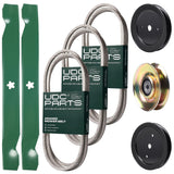Products -  UDC Parts Mower Kit / Belt 140294 + Belt 144959 + Belt 174883 + Pulley 127783 + Pulley 129861 + Pulley 195945 + 2 Pack Blades 138971 / Fits Husqvarna YTH1842