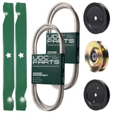 Wholesale Lawn Mower Parts -  UDC Parts Mower Kit / Belt 138255 + Belt 144959 + Pulley 127783 + Pulley 129861 + Pulley 195945 + 2 Pack Blades 138971 / Fits Poulan Pro PB19542LT