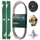  UDC Parts Mower Kit / Belt 140294 + Pulley 127783 + Pulley 129861 + Spindle 532174356 + 2 Pack Blades 138971 / Fits Jonsered LT2122A2