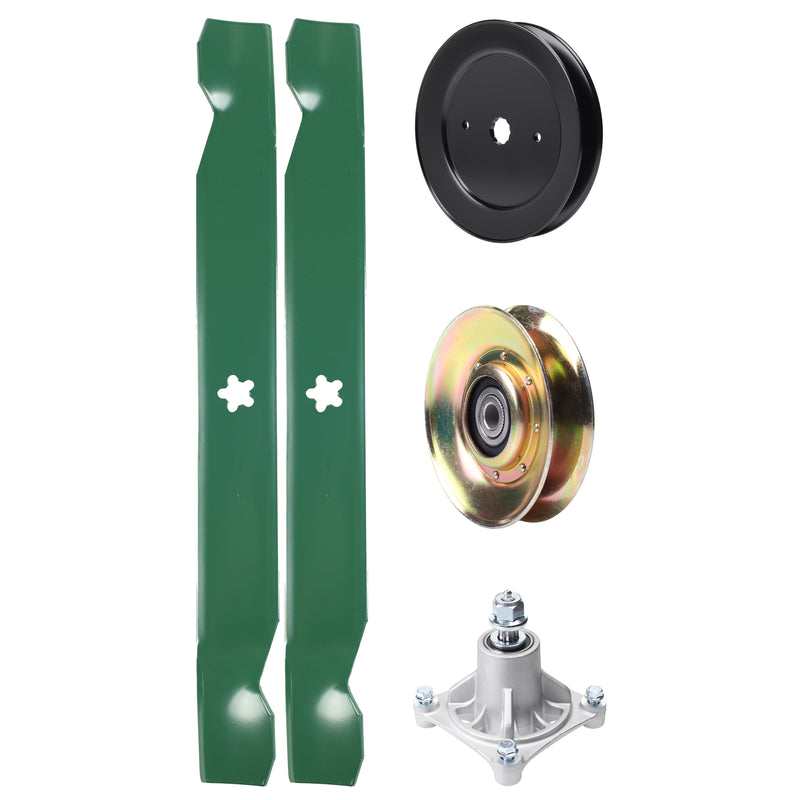  UDC Parts Mower Kit / Pulley 127783 + Pulley 129861 + Spindle 532174356 + 2 Pack Blades 138971 / Fits Jonsered LT2122A2