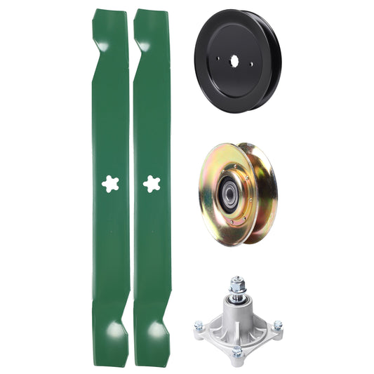 Products -  UDC Parts Mower Kit / Pulley 127783 + Pulley 129861 + Spindle 532174356 + 2 Pack Blades 138971 / Fits Husqvarna LTH1542 YTH130
