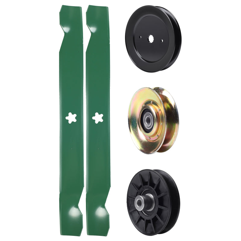  UDC Parts Mower Kit / Pulley 127783 + Pulley 129861 + Pulley 532194326 + 2 Pack Blades 138971 / Fits Husqvarna LT152