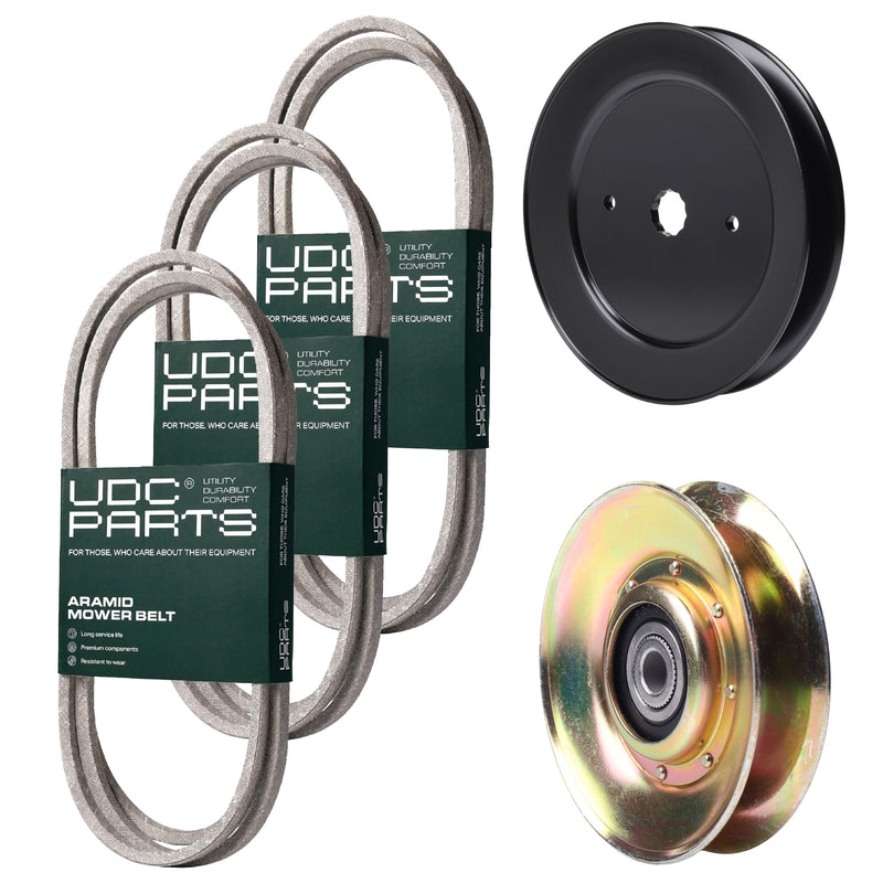  UDC Parts Mower Kit / Belt 140294 + Belt 144959 + Belt 197253 + Pulley 127783 + Pulley 129861 / Fits Husqvarna LTH152 YTH2042