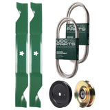  UDC Parts Mower Kit / Belt 405143 + Pulley 127783 + Pulley 129861 + 2 Pack Blades 405380 / Fits Husqvarna CTH150 YTH200