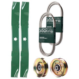  UDC Parts Mower Kit / Belt 144200 + Belt 174883 + Pulley 127783 + Pulley 173437 + 2 Pack Blades 134149 / Fits Husqvarna LTH120 YTH170
