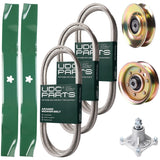 Bulk Lawn Mower Pulleys -  UDC Parts Mower Kit / Belt 140294 + Belt 174368 + Belt 180808 + Pulley 127783 + Pulley 173437 + Spindle 532174356 + 2 Pack Blades 134149 / Fits Jonsered LT2122A2