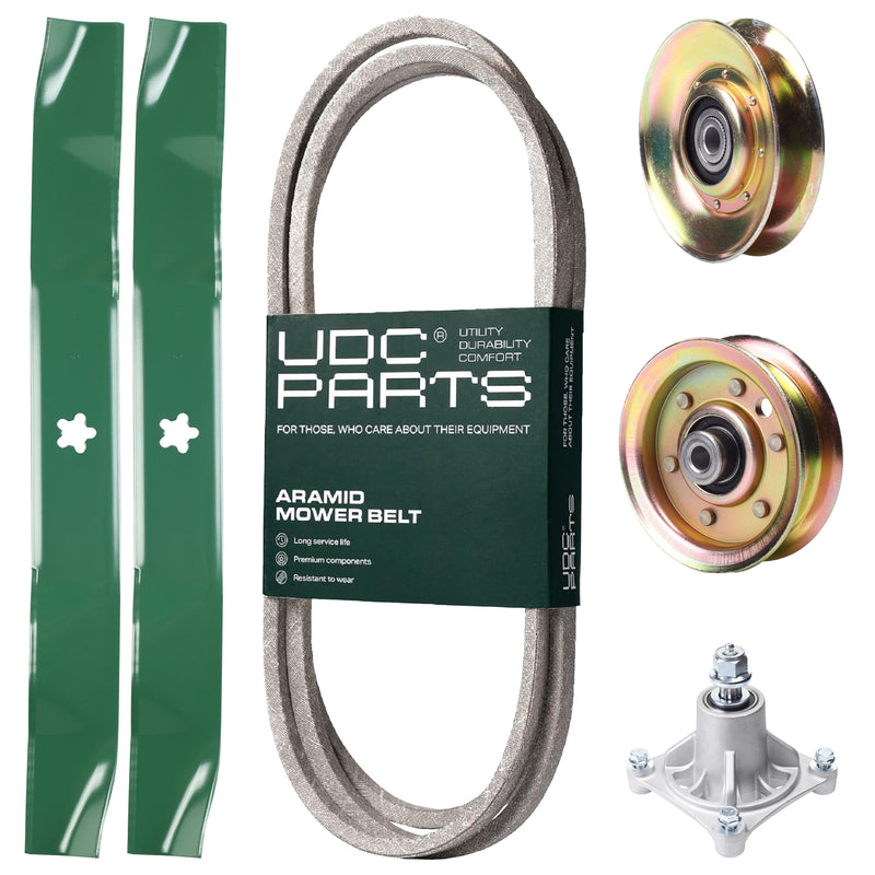 Products -  UDC Parts Mower Kit / Belt 144959 + Pulley 127783 + Pulley 173437 + Spindle 532174356 + 2 Pack Blades 134149 / Fits Husqvarna LTH1542 YTH130