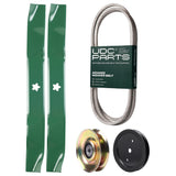  UDC Parts Mower Kit / Belt 197253 + Pulley 127783 + Pulley 195945 + 2 Pack Blades 134149 / Fits Poulan Pro PB19542LT PK20H42YT
