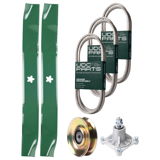 Wholesale Lawn Mower Parts -  UDC Parts Mower Kit / Belt 140294 + Belt 144959 + Belt 174883 + Pulley 127783 + Spindle 532174356 + 2 Pack Blades 134149 / Fits Husqvarna LTH1542