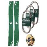  UDC Parts Mower Kit / Belt 130969 + Belt 174883 + Belt 197253 + Pulley 127783 + 2 Pack Blades 134149 / Fits Husqvarna YTH2042 YTH2242