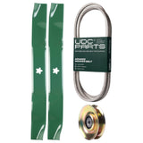  UDC Parts Mower Kit / Belt 140218 + Pulley 127783 + 2 Pack Blades 134149 / Fits Poulan Pro PK20H42YT