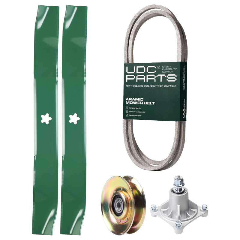 Products -  UDC Parts Mower Kit / Belt 174883 + Pulley 127783 + Spindle 532174356 + 2 Pack Blades 134149 / Fits Husqvarna LTH1542