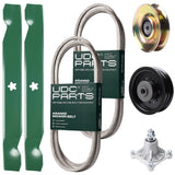 Wholesale Lawn Mower Parts -  UDC Parts Mower Kit / Belt 138255 + Belt 194346 + Pulley 127783 + Pulley 532196104 + Spindle 532174356 + 2 Pack Blades 138497 / Fits Husqvarna LT1597