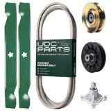 Products -  UDC Parts Mower Kit / Belt 138255 + Pulley 127783 + Pulley 532194326 + Spindle 532174356 + 2 Pack Blades 138497 / Fits Husqvarna LT1597