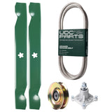 Products -  UDC Parts Mower Kit / Belt 194346 + Pulley 127783 + Spindle 532174356 + 2 Pack Blades 138497 / Fits Husqvarna LT1597